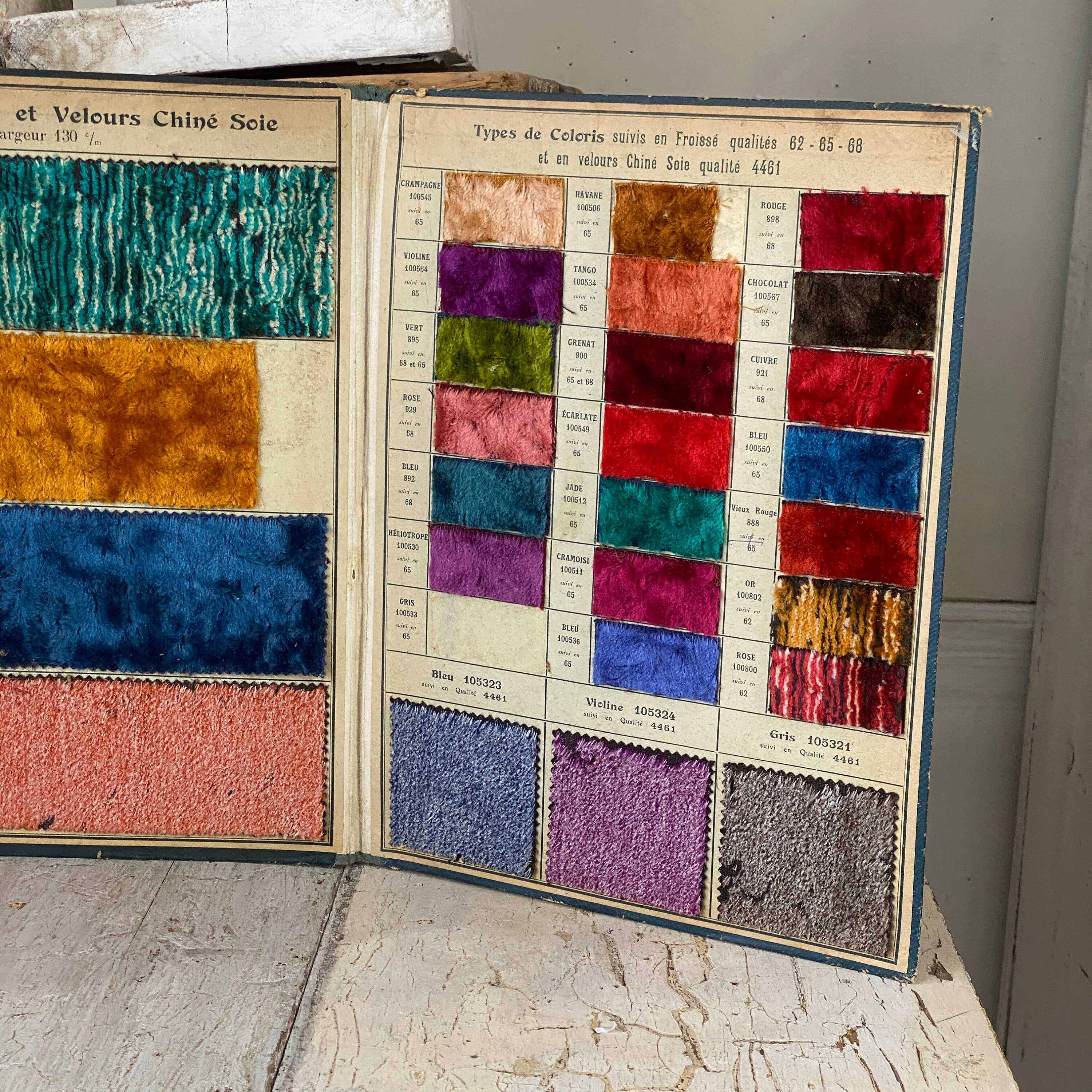 新入荷 1927 French Crushed Velour Book Pattern Sample Swatch Fabric 洋書