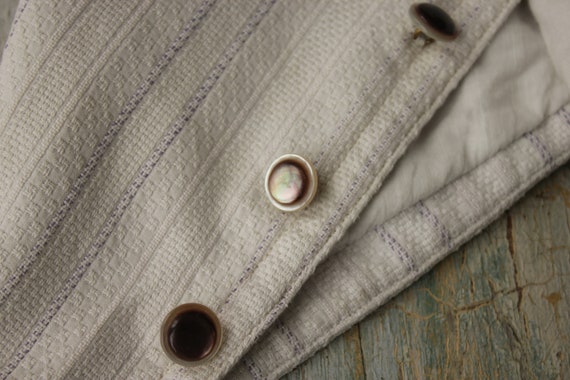 Vintage French Vest Waistcoat Workwear White & Pur