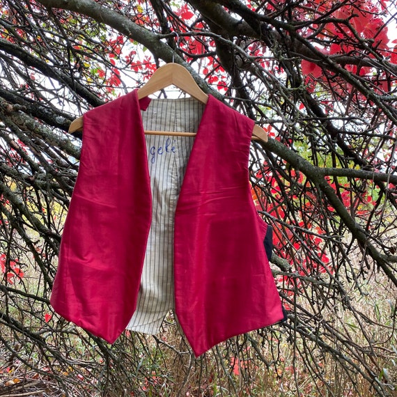 Vest Waistcoat Workwear Work wear Red Antique Fre… - image 3