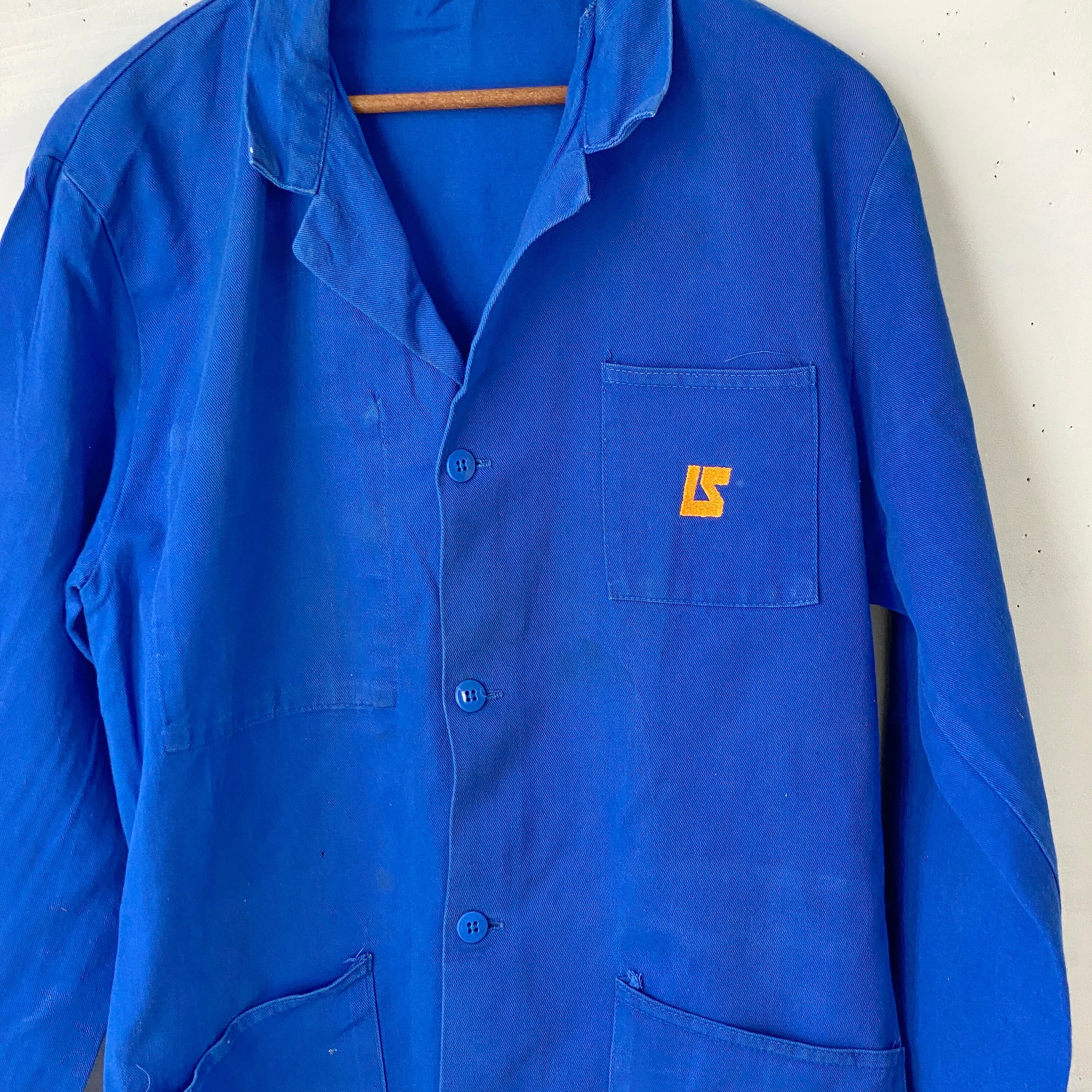 Vintage Jacket French Long Prussian Blue Lab Coat Clothing Lab Workwear ...