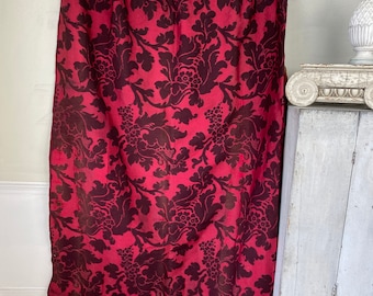 Large scale Damask Red Antique Jacquard weave curtain fabric Art Nouveau textile European from FranceUnique window treatment eco-friendly
