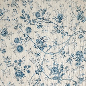 Antique English Bromley Hall Quilt Material 1770 Faded Blue Floral ...