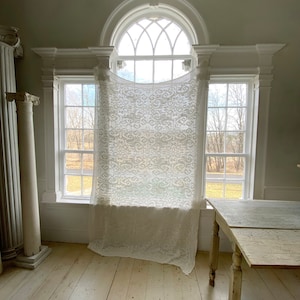 Vintage White Cotton Crochet Blanket Coverlet French with eco-friendly