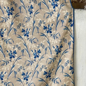 Antique Prussian blue Rose floral Curtain French country Cottage cottagecore  The Textile Trunk textilesUnique window treatment boho