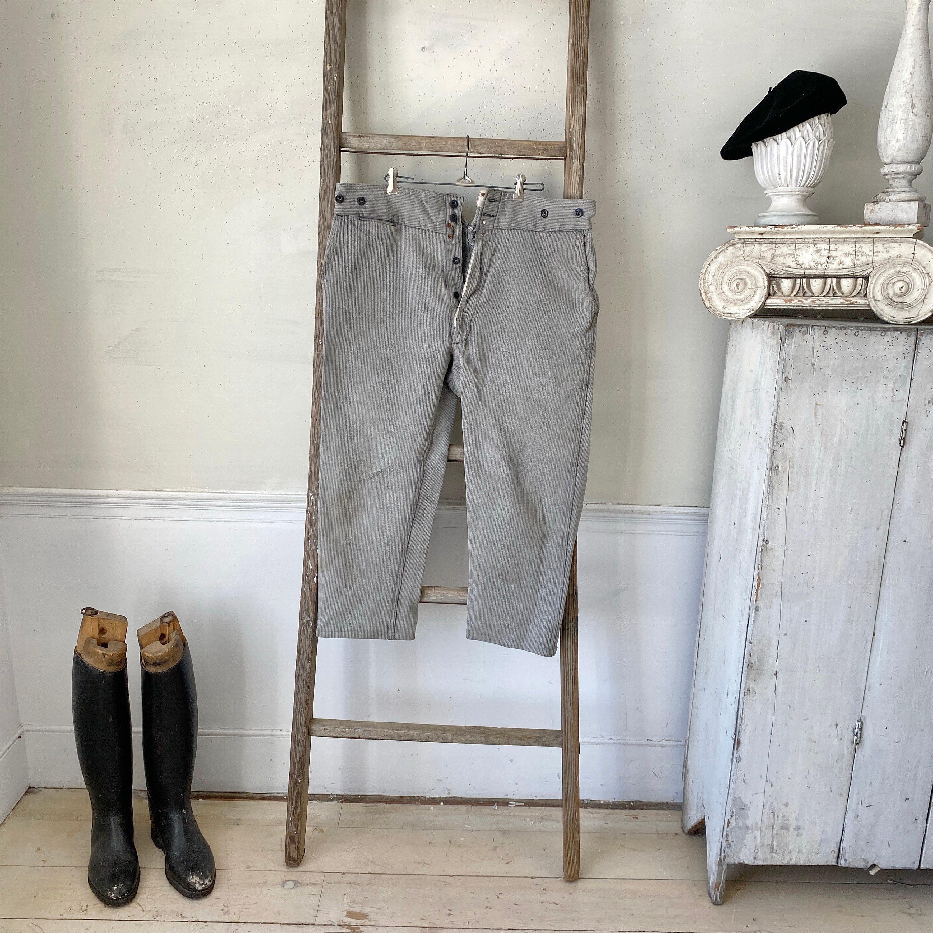 44 Inch Waist Vintage Work Pants French Workwear Grey Brown