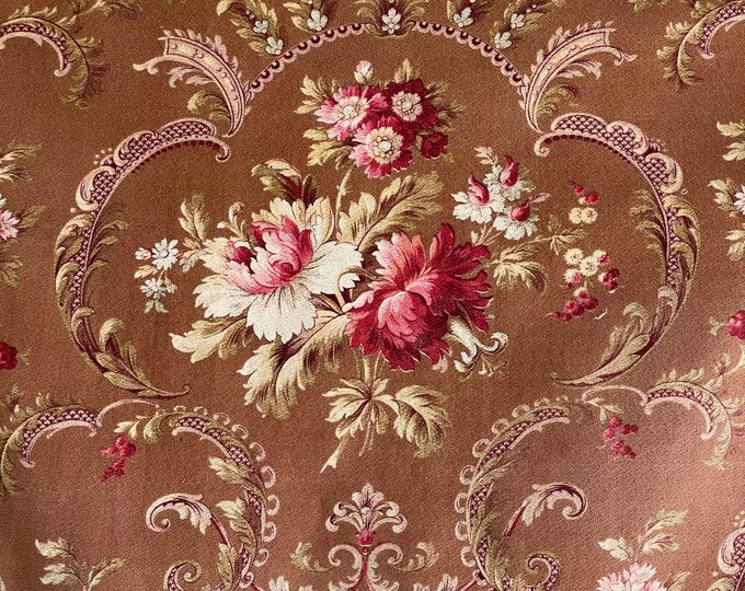 Authentic Rococo Textiles Brown Rococo French Fabric Material C 1900 Printed Cotton Cretonne ...