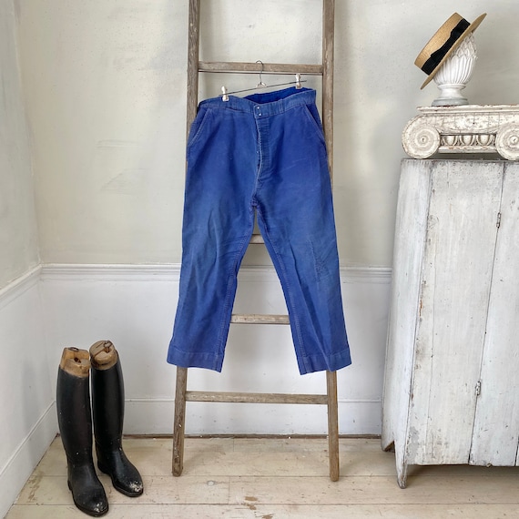 Incredibili pantaloni in fustagno blu anni '20 '30