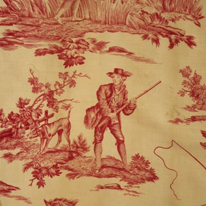Antique French curtain using red toile fabric the four seasons faded and agedUnique window treatment eco-friendly
