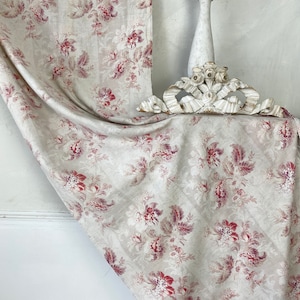 Antique 1890 French fabric material old faded floral Cottage Farmhouse   The Textile Trunk eco-friendly