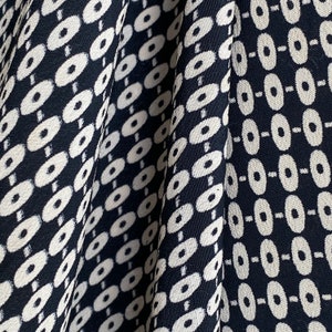 4.27 YARDS 1940&#39;s Geometric  yardage UNUSED Rayon silky  black + White  fabric French workwear boho  eco-friendly