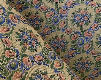 Echantillon de tissu jacquard brocart des années 1920, tapisserie d'ameublement vintage inutilisée, la malle en textile, ferme de cottage, France, respectueux de l'environnement