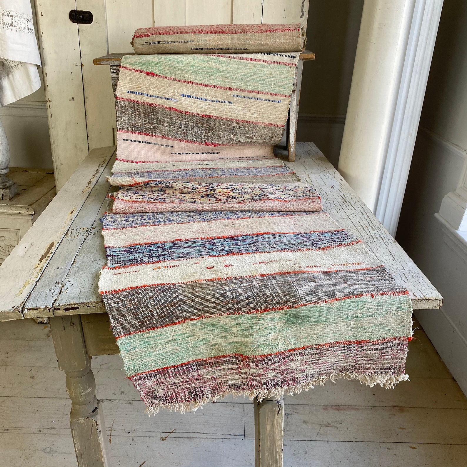 Retro Rags Vintage Rag Rug Vintage Stair Runner European Hand Woven Colorful ...