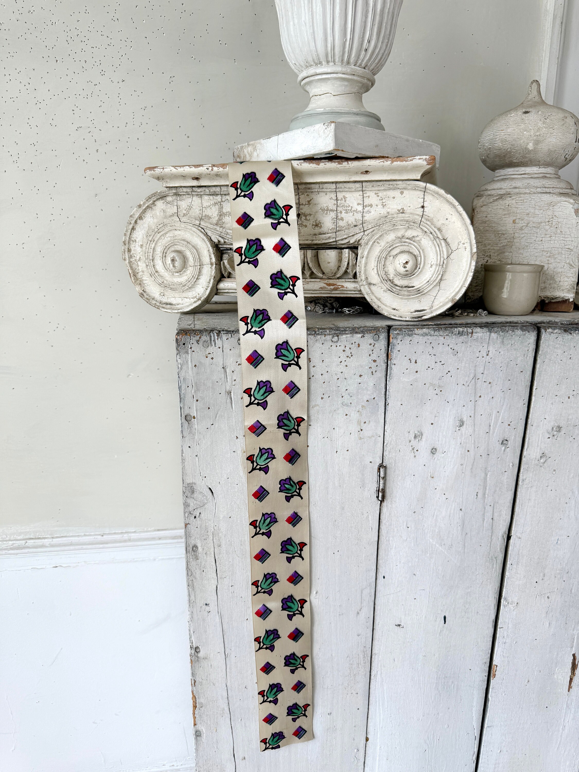 34インチ×3インチ アンティーク 1920年代 フランス製 シルクリボン