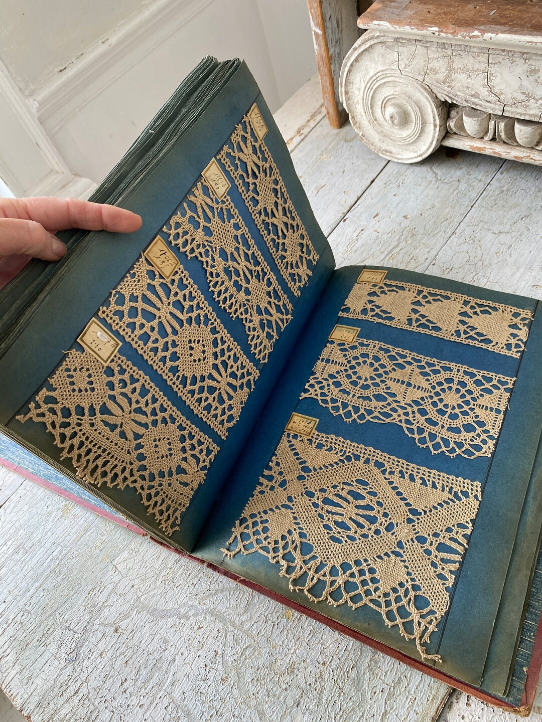 300+ RARE French Antique Sample Lace Trim Book Document File Bobbin ...