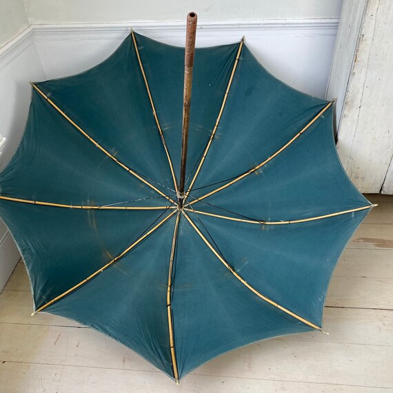 Antique Shepherd's Umbrella French Parasol Indigo… - image 4