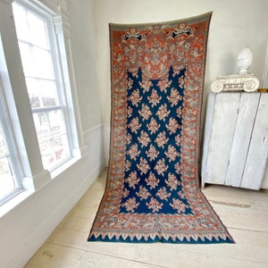 Antique French tapestry door curtain drape HEAVY jacquard weave c 1900  window treatment upcycled  eco-friendly