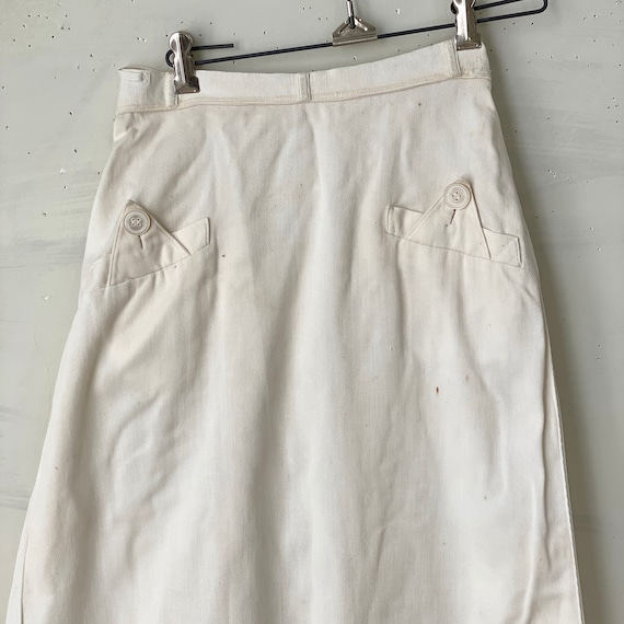 Vintage French Skirt Cream Beige Cotton Rayon 193… - image 4