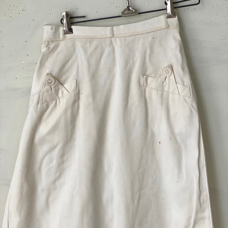 Vintage French Skirt Cream Beige Cotton Rayon 1930s-40s France The Textile Trunk image 4