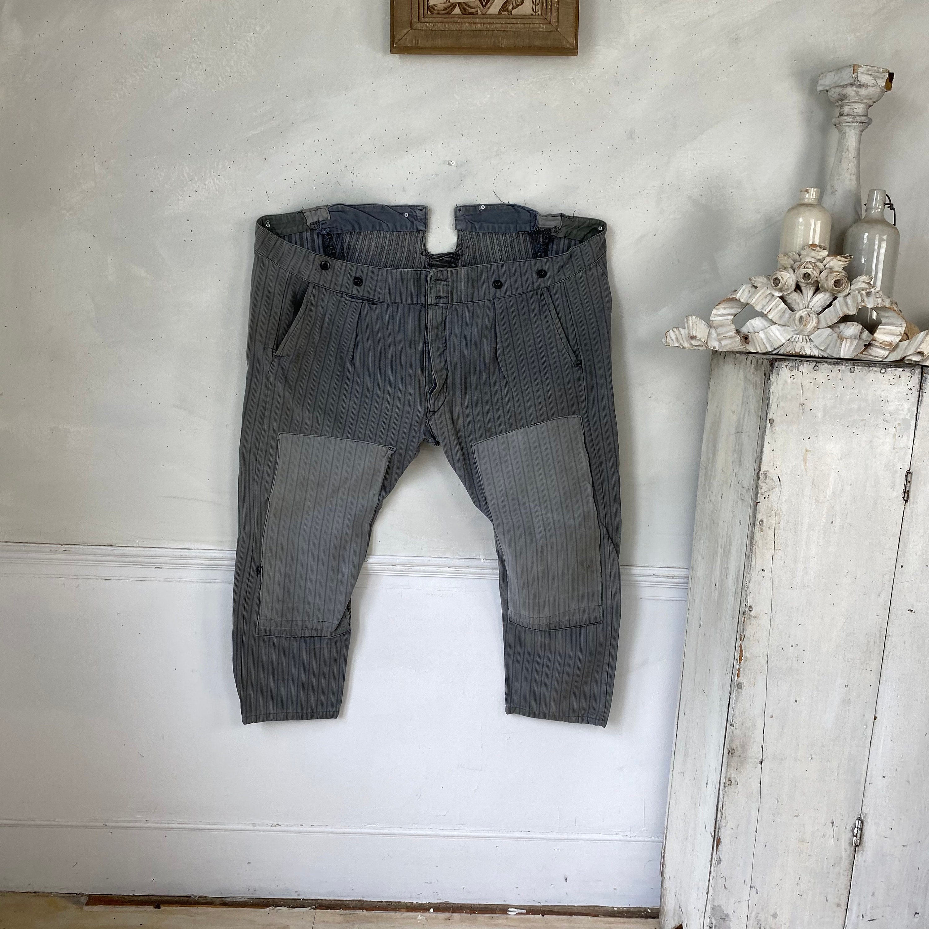Early 1900s Work Pants Timeworn Textile Art 56 Inch Waist