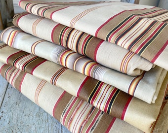 5 pieces of Bundle of  pieces Brown Ticking Antique French fabric material upholstery fabricUnique window treatment eco-friendly