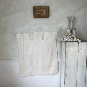 White Monogrammed Apron with Bib French Cotton Kitchen Wear Late 1800s French Workwear Work Wear Farmhouse look Coastal home  eco-friendly