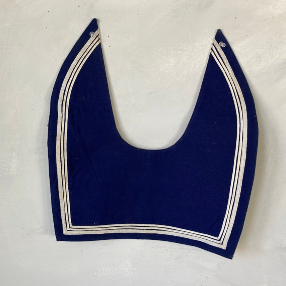 Vintage French Sailor Collar or Bib blue with whi… - image 1