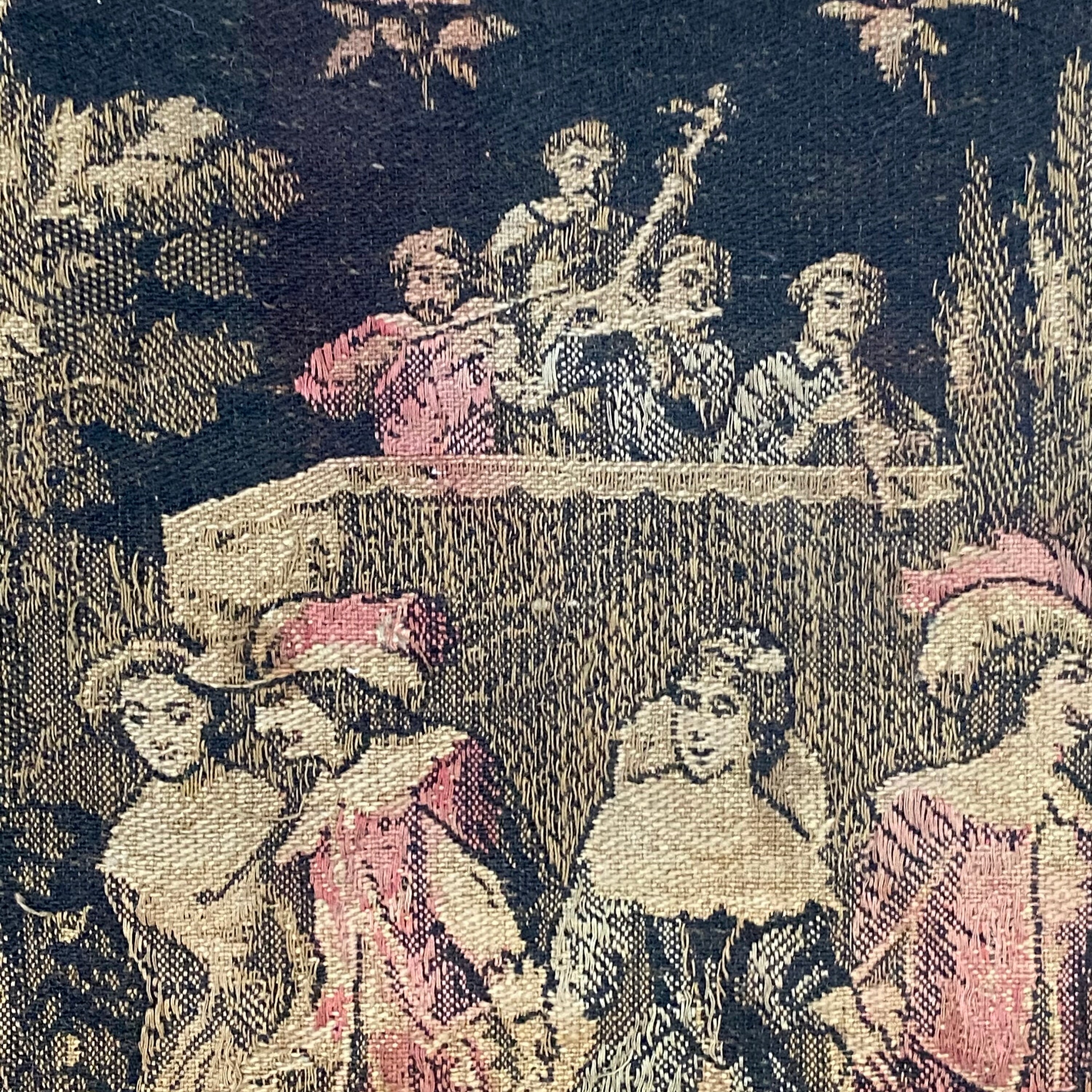 Vintage Antique French Tapestry Runner Textile 1900 Jacquard Weave
