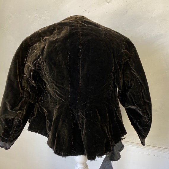 Black Velvet Bodice Damaged Button Up Blouse Quil… - image 6