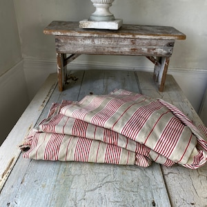 9 yards!!! Rustic Primitive Antique Red LINEN Flax vintage French ticking material old fabricUnique window treatment eco-friendly
