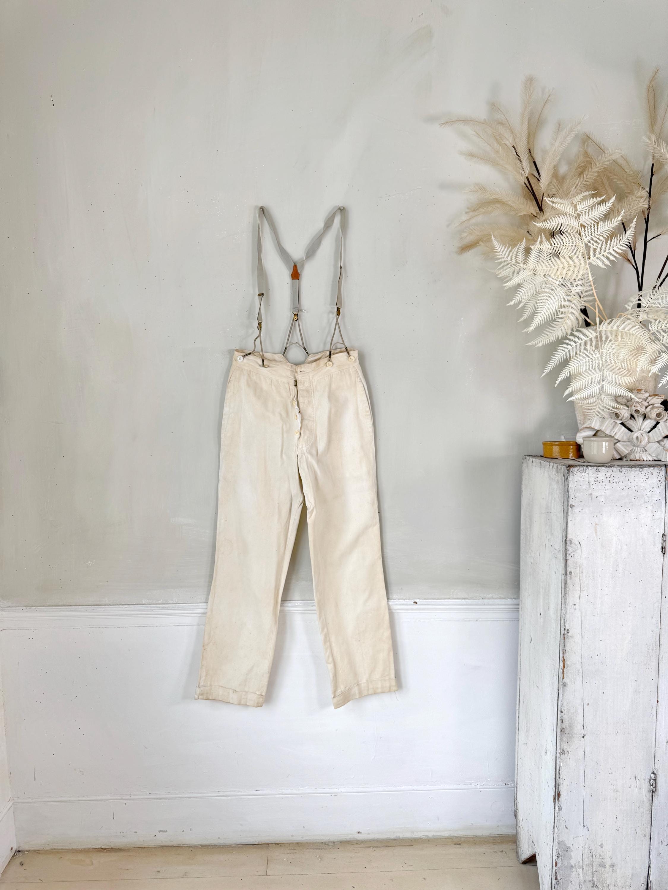 パンツ 80s 90s EURO linen 2-tuck trousers ivory 90s-00s】 Vintage