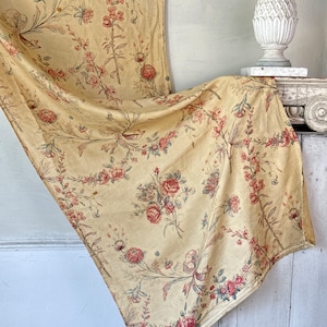 69x34 Linho francês impresso desbotado grande escala floral material de tecido padrão poético desbotado desgastado pelo tempo bela arte de parede pendurado ecologicamente correto