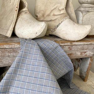 PER YARD ( multiples availalbe) Vintage workwear French blue Gingham  fabric material cotton country cottage Coastal home  eco-friendly