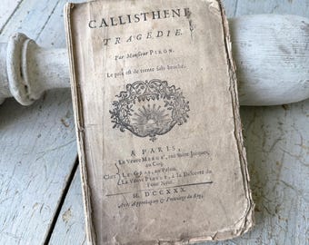 c1760 Antique French Book Callisthène Tragedy Piron Rare Theatre Literature Paris Printing Ephemera Wall Art Handmade Decor