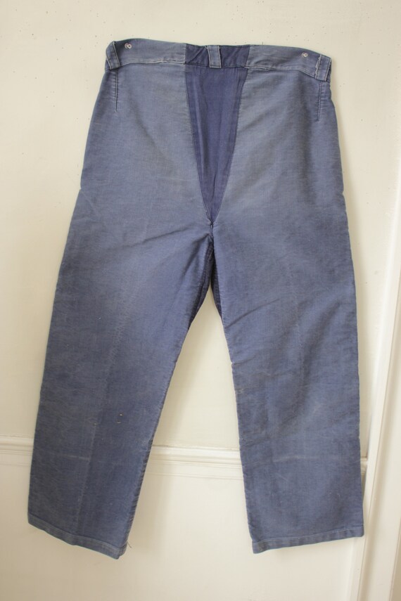 Vintage 1940 French jeans hipster pants workwear … - image 8