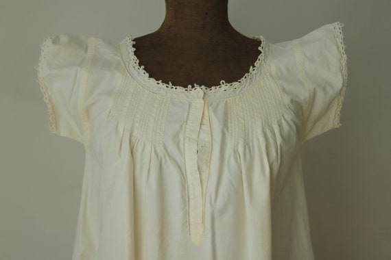 White French cotton night shirt nightgown c1900 s… - image 6