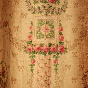 Pair of Antique Curtains c1900 Hand Block Printed Floral LinenUnique window treatment image 3