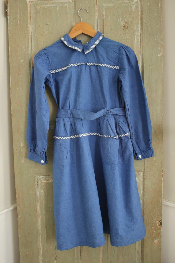 1940's woman's blue frock dress housedress button… - image 6