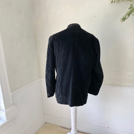 Vintage Black Corduroy Jacket French Workwear Bla… - image 7