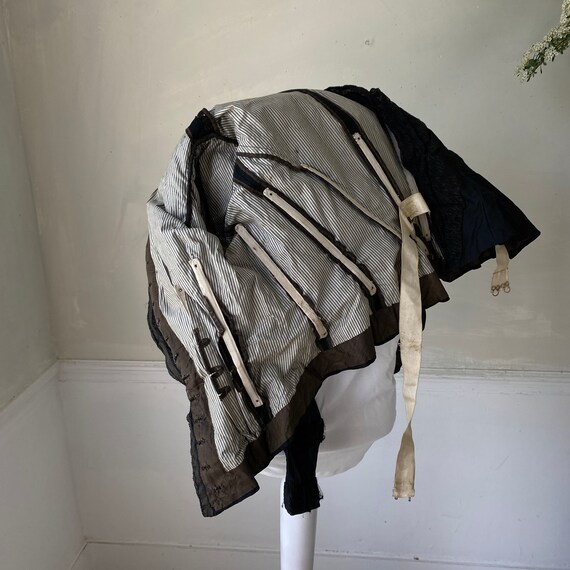 Black Silk Cotton Bodice with Striped Lining Late… - image 8