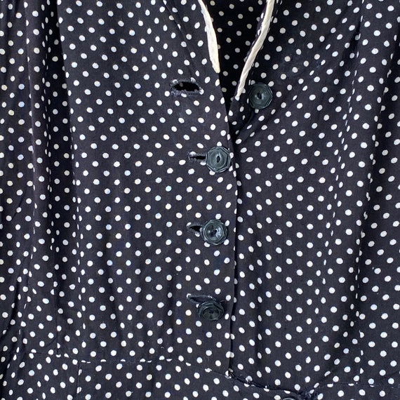 Vintage Dress French black polka dot 1940-50's ho… - image 4