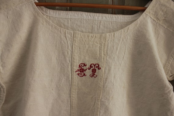 French linen white hemp and cotton night shirt ch… - image 3