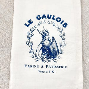 1 (dostępne 41) 1920-te antyczny francuski worek na mąkę Farine Patisserie Le Gaulois niebieski reklamowy dekoracyjny nowoczesny dom wiejski kolekcjonerski