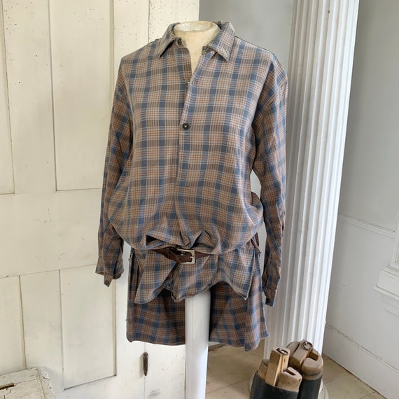 French Plaid shirt Chore shirt VintageTunic circa… - image 9