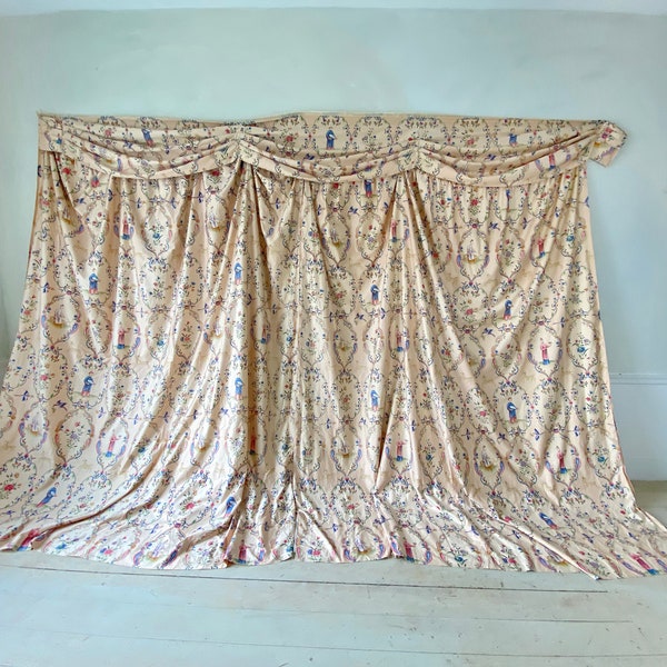 English Chintz curtains  vivid Chinoiserie curtain Colorful Flesh tone European Drape cottagecore country Textile Trunk