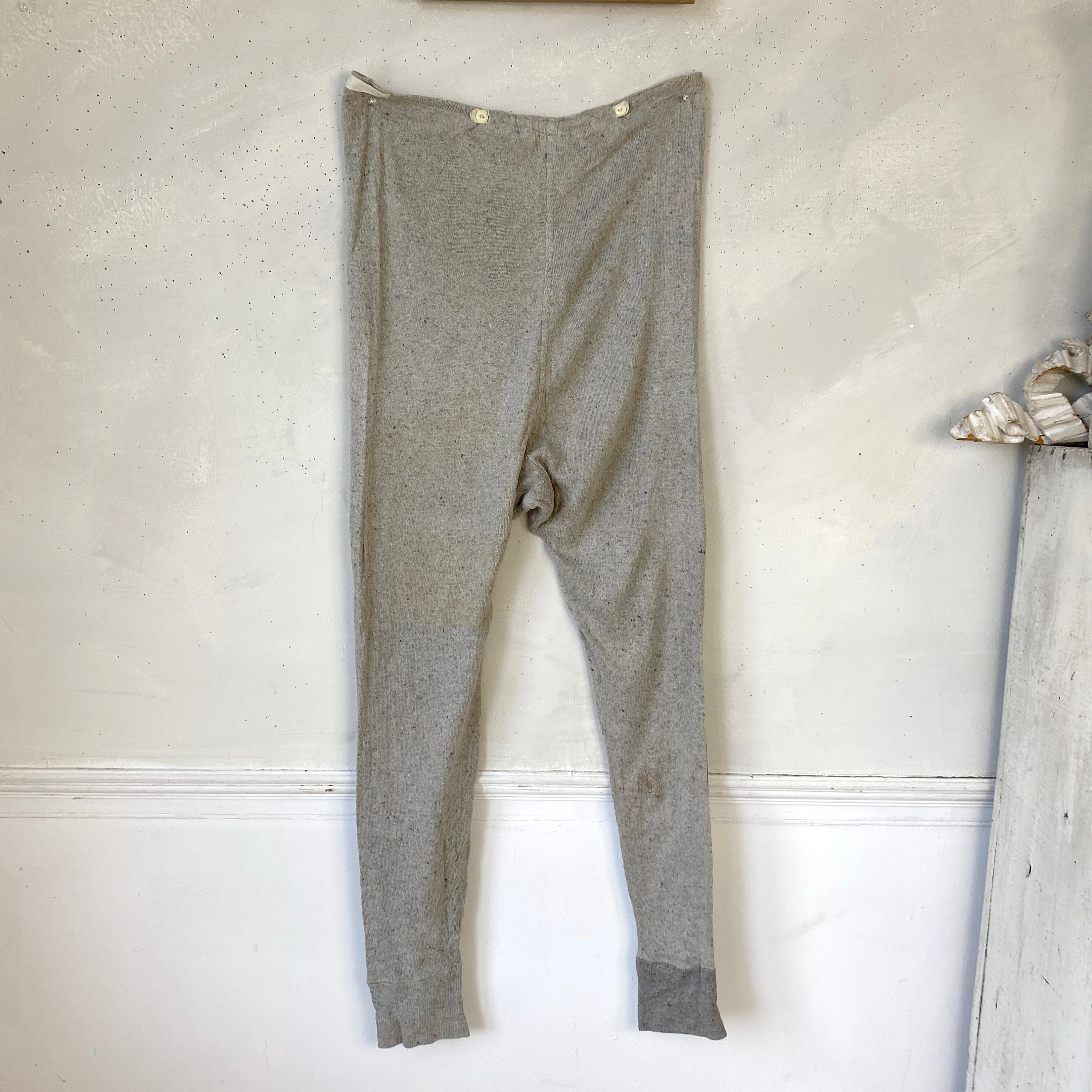 Vintage French Cotton Pajama Pants 1920s-1930s Long