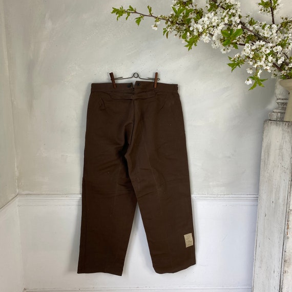 UNWORN! Vintage French Workwear Pants Brown Cotto… - image 10