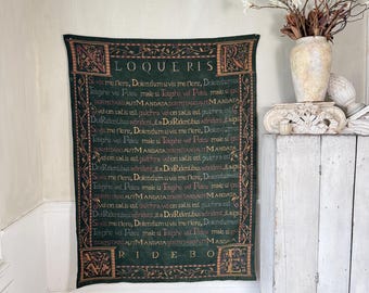 64x49 Vintage Woven Latin Tapestry Loqueris Ridebo Horace Quote