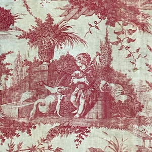 125x51 LARGE l&#39;art d&#39;aimer von Petitpierre Antique Toile rot Der Textilkoffer des 19.Jahrhunderts Sammlerstück französisches Land umweltfreundlich