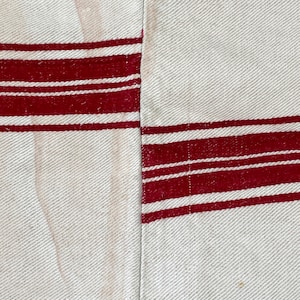 Grain sack Fabric RED stripe Linen + Cotton upholstery material heavy weight pillows upholstery curtains sewing projects The Textile Trunk