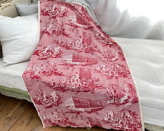 62x34 Historical fabric Antique toile de Rouen bed Hartmann eco-friendly